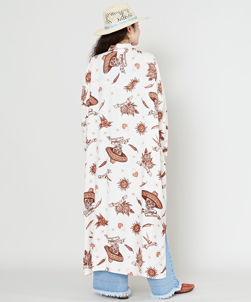 チャイハネ(チャイハネ)の「【チャイハネ】メキシカン柄ロングシャツワンピース(シャツワンピース・レディース・ブラック/ブルー/グリーン/ホワイト・FREE)」の9枚目の写真