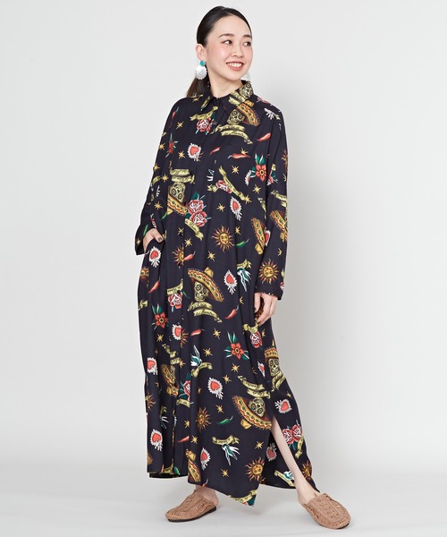 チャイハネ(チャイハネ)の「【チャイハネ】メキシカン柄ロングシャツワンピース(シャツワンピース・レディース・ブラック/ブルー/グリーン/ホワイト・FREE)」の20枚目の写真