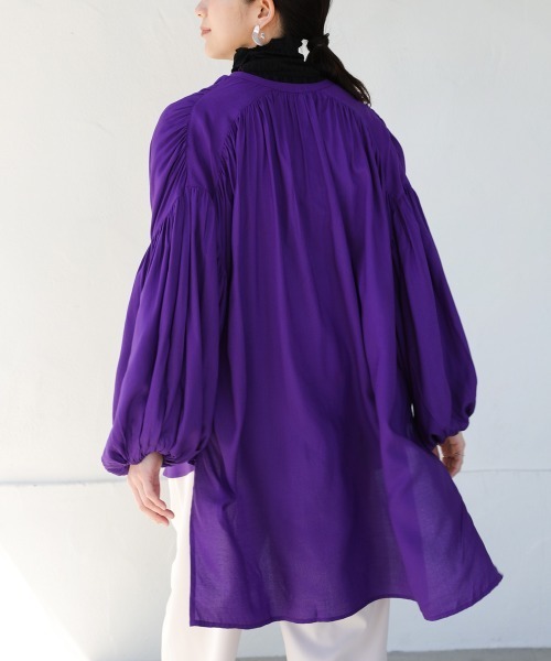 Bou jeloud フリーサイズ❣️ 紫色フレアスリーブジャケット KUMIKYOKU NAVY】コンフォータブルドレープ フレアスリーブ