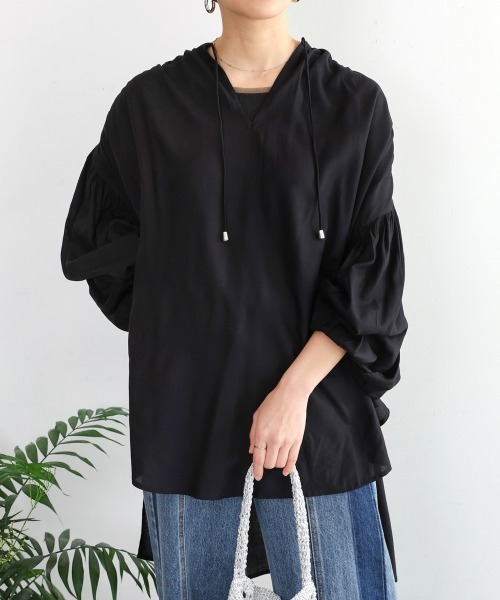 Bou Jeloud（ブージュルード）の「クールタッチレーヨンボリュームスリーブチュニック（チュニック・レディース・ベージュ/パープル/ブラック・38）」の16枚目の写真