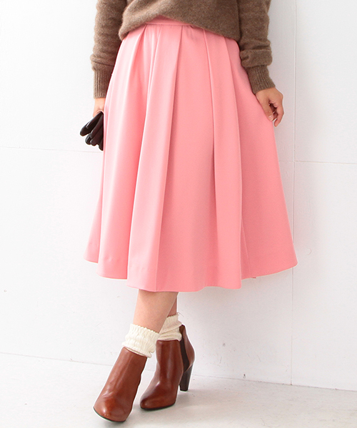 Ray BEAMS（レイビームス）の「Ray BEAMS / ミモレ丈 タックフレアー スカート（スカート・レディース・カーキ/ピンク/ブルー系その他・0/1）」の3枚目の写真