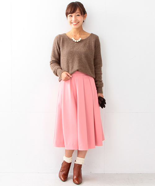 Ray BEAMS（レイビームス）の「Ray BEAMS / ミモレ丈 タックフレアー スカート（スカート・レディース・カーキ/ピンク/ブルー系その他・0/1）」の17枚目の写真