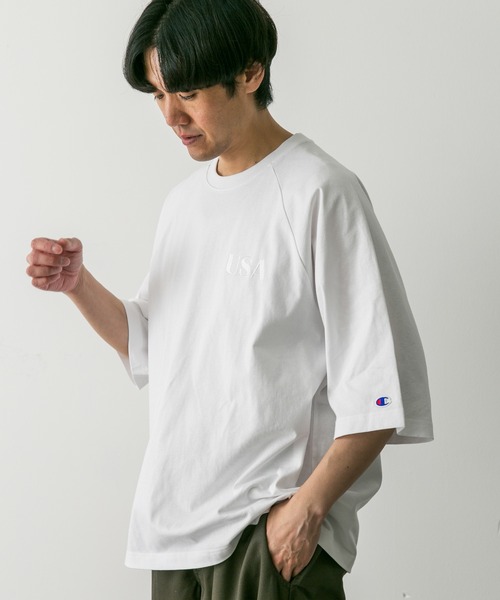 Champion（チャンピオン）の「『別注』Champion×DOORS　RAGLAN USA T-Shirts（Tシャツ/カットソー・メンズ・ブラック/グレー/ブルー/ホワイト・MEDIUM/LARGE/X-LARGE）」の5枚目の写真