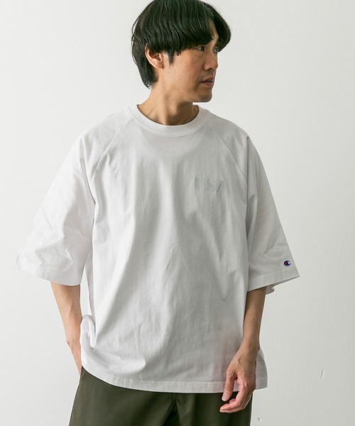 Champion（チャンピオン）の「『別注』Champion×DOORS　RAGLAN USA T-Shirts（Tシャツ/カットソー・メンズ・ブラック/グレー/ブルー/ホワイト・MEDIUM/LARGE/X-LARGE）」の7枚目の写真