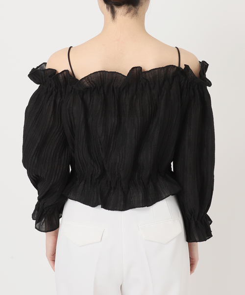 Noble（ノーブル）の「ランダム楊柳オフショルダーブラウス（シャツ/ブラウス・レディース・ブラック/ホワイト系その他・FREE）」の14枚目の写真