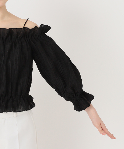 Noble（ノーブル）の「ランダム楊柳オフショルダーブラウス（シャツ/ブラウス・レディース・ブラック/ホワイト系その他・FREE）」の17枚目の写真