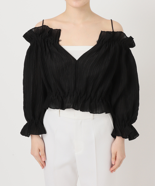 Noble（ノーブル）の「ランダム楊柳オフショルダーブラウス（シャツ/ブラウス・レディース・ブラック/ホワイト系その他・FREE）」の20枚目の写真