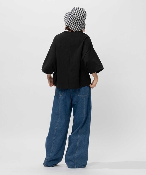BACK NUMBER(バックナンバー)の「BACK NUMBER(バックナンバー)変形ビッグシルエット半袖Tシャツ(Tシャツ/カットソー・レディース・オフホワイト/ライラック/ブラック・M/L/XL)」の7枚目の写真