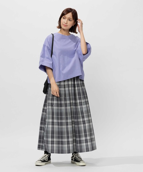 BACK NUMBER(バックナンバー)の「BACK NUMBER(バックナンバー)変形ビッグシルエット半袖Tシャツ(Tシャツ/カットソー・レディース・オフホワイト/ライラック/ブラック・M/L/XL)」の8枚目の写真