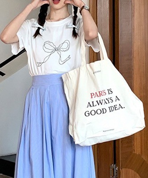 leune(ルネ)の「リボンプリントTシャツ(Tシャツ/カットソー・レディース・オフホワイト/ブラック・FREE)」の12枚目の写真