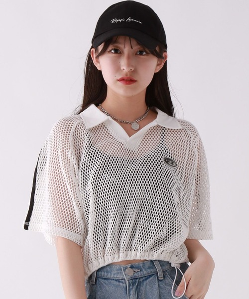 repipi armario(レピピ アルマリオ)の「エリツキラインメッシュトップス(その他トップス・キッズ・ライム/ブラック/ホワイト・LARGE/MEDIUM/SMALL)」の2枚目の写真