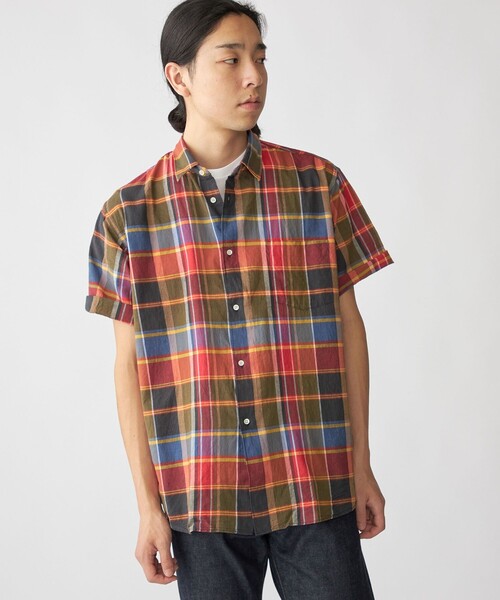 【セール】SHIPS: インド マドラスチェック レギュラーカラー ショートスリーブ シャツ（シャツ/ブラウス）｜SHIPS（シップス）
