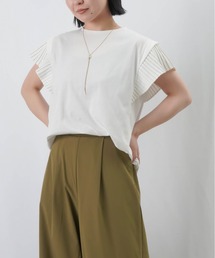 LUCA/LADY LUCK LUCA | LC/LLL 袖プリーツトップス / プリーツデザインTシャツ(Tシャツ/カットソー)