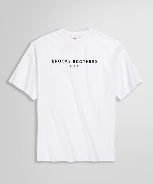BROOKS BROTHERS（ブルックスブラザーズ）の「◆オンラインストア限定◆LOGO Series　コットン　ロゴプリント　クルーネック　Tシャツ（Tシャツ/カットソー・メンズ・ホワイト/ネイビー/グレー・LARGE/MEDIUM/SMALL）」の4枚目の写真