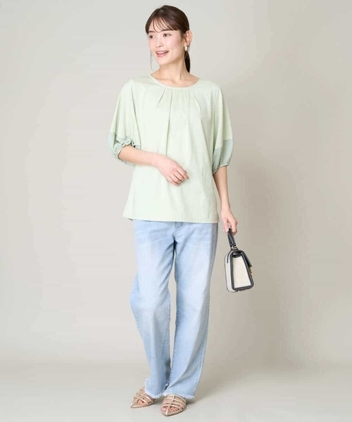 a.v.v（アーヴェヴェ）の「【接触冷感/マシンウォッシャブル】ストレッチデニムストレートパンツ（デニムパンツ・レディース・ブルー/ダークインディゴブルー・36/38/40/42/34）」の4枚目の写真