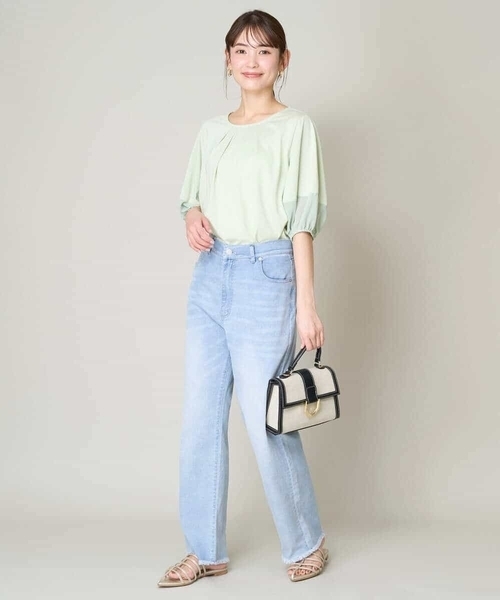 a.v.v（アーヴェヴェ）の「【接触冷感/マシンウォッシャブル】ストレッチデニムストレートパンツ（デニムパンツ・レディース・ブルー/ダークインディゴブルー・36/38/40/42/34）」の10枚目の写真