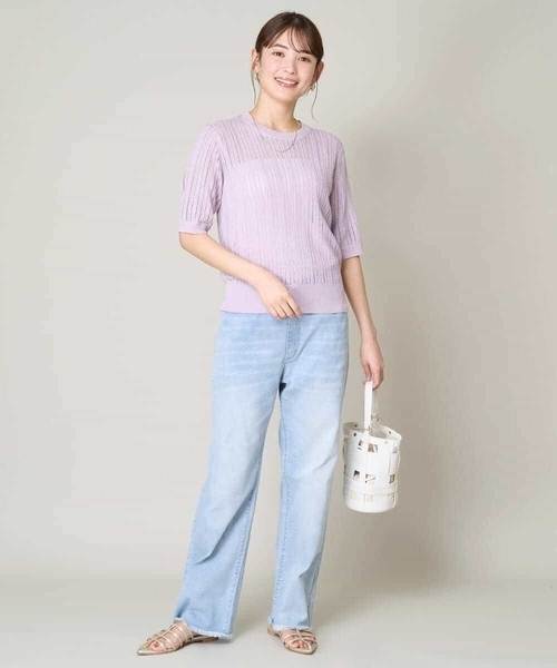 a.v.v（アーヴェヴェ）の「【接触冷感/マシンウォッシャブル】ストレッチデニムストレートパンツ（デニムパンツ・レディース・ブルー/ダークインディゴブルー・36/38/40/42/34）」の13枚目の写真