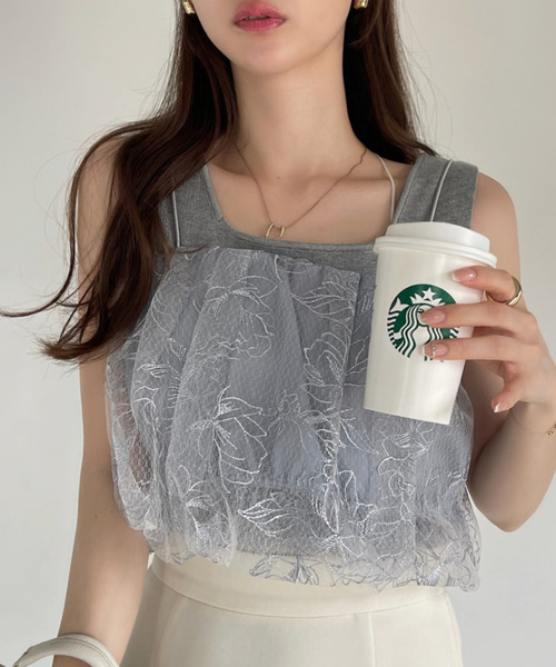 Ada.（エイダ）の「フラワー刺繍 レース キャミ バルーン ビスチェ