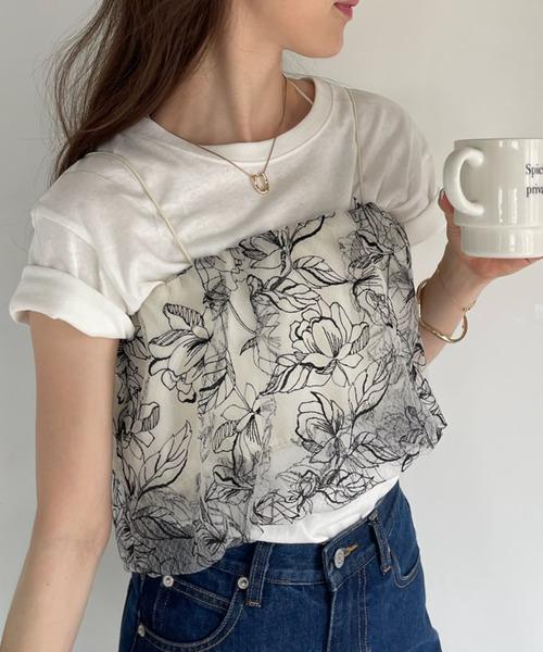 Ada.（エイダ）の「フラワー刺繍 レース キャミ バルーン ビスチェ