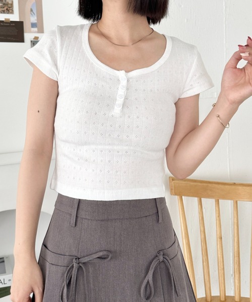 CLEA(クレア)の「フラワー柄アソートコンパクト半袖トップス(Tシャツ/カットソー・レディース・ホワイト系その他/アイボリー/ホワイト/ブルー・FREE)」の7枚目の写真