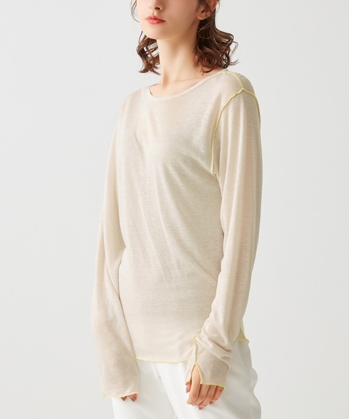 Tuche（トゥシェ）の「Tuche/トゥシェ 7DAYS LOOKS シアートップス オーバーサイズ（Tシャツ/カットソー・レディース・ブラック/ホワイト系その他・MEDIUM/LARGE）」の2枚目の写真