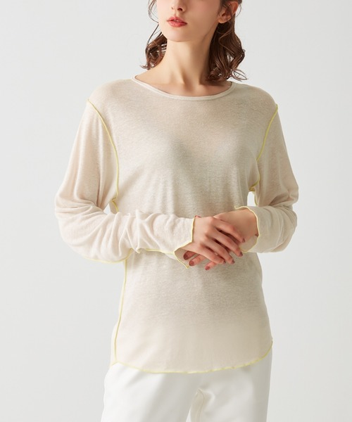 Tuche（トゥシェ）の「Tuche/トゥシェ 7DAYS LOOKS シアートップス オーバーサイズ（Tシャツ/カットソー・レディース・ブラック/ホワイト系その他・MEDIUM/LARGE）」の7枚目の写真