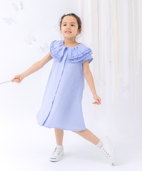 panpantutu（パンパンチュチュ）の「フリルカラーシャツワンピ(110-140cm)（ワンピース・キッズ・ライトブルー/ラベンダー・130cm/120cm/140cm/110cm）」の12枚目の写真