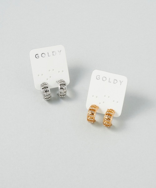 GOLDY(ゴールディ)の「グリッタリング ビジュー アーチ ピアス(ピアス(両耳用)・レディース・シルバー/ゴールド・FREE)」の6枚目の写真