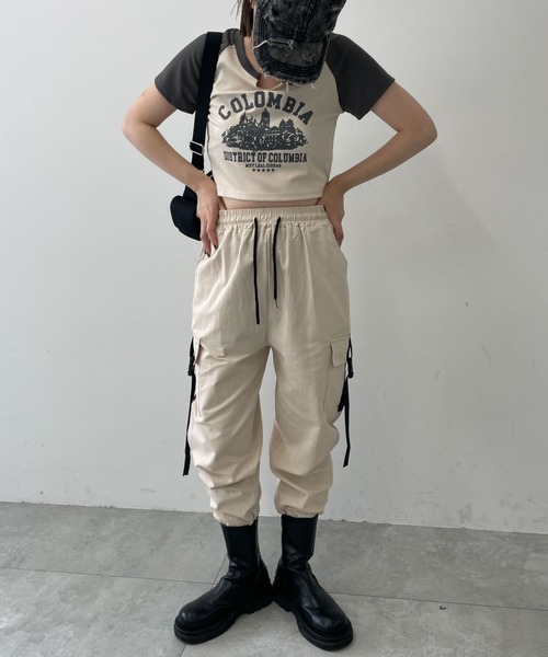 WOND(ウォンド)の「カーゴイージーパンツ(カーゴパンツ・レディース・アイボリー/ブラック・FREE)」の8枚目の写真