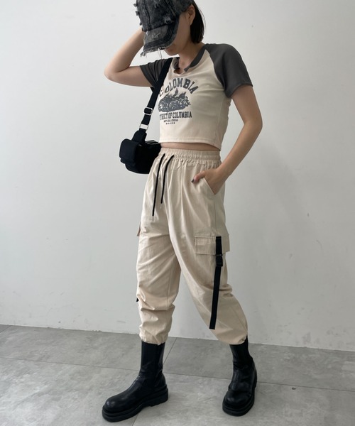 WOND(ウォンド)の「カーゴイージーパンツ(カーゴパンツ・レディース・アイボリー/ブラック・FREE)」の3枚目の写真