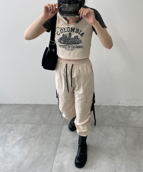 WOND(ウォンド)の「カーゴイージーパンツ(カーゴパンツ・レディース・アイボリー/ブラック・FREE)」の17枚目の写真