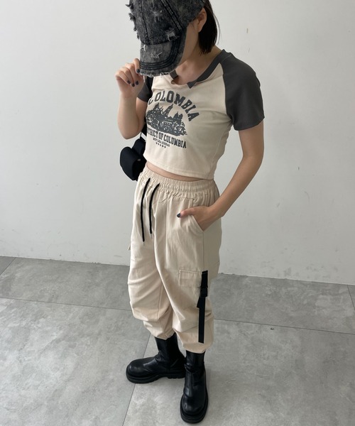 WOND(ウォンド)の「カーゴイージーパンツ(カーゴパンツ・レディース・アイボリー/ブラック・FREE)」の16枚目の写真