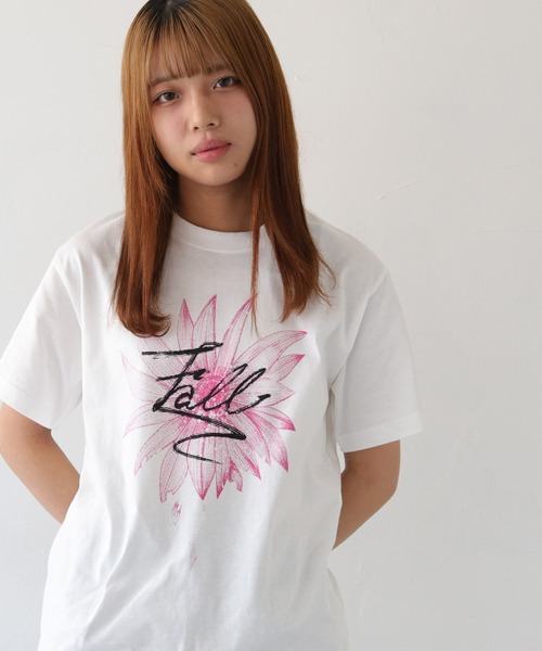 UNIT CHEST】unique unisex T-shirt グランジFLOWER Tシャツ（T