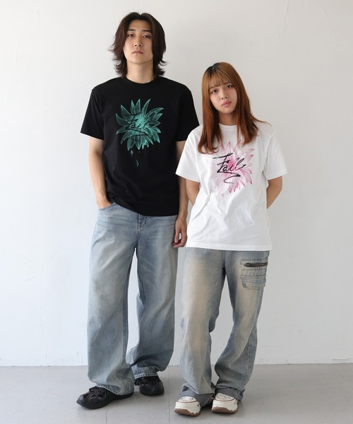 UNIT CHEST(ユニットチェスト)の「【UNIT CHEST】unique unisex T-shirt グランジFLOWER Tシャツ(Tシャツ/カットソー・メンズ・ホワイト/ブラック・S/L/M)」の15枚目の写真