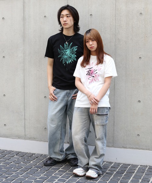 UNIT CHEST(ユニットチェスト)の「【UNIT CHEST】unique unisex T-shirt グランジFLOWER Tシャツ(Tシャツ/カットソー・メンズ・ホワイト/ブラック・S/L/M)」の14枚目の写真