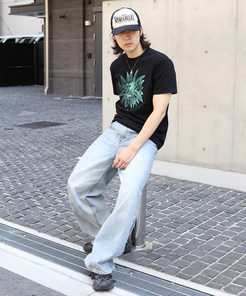 UNIT CHEST(ユニットチェスト)の「【UNIT CHEST】unique unisex T-shirt グランジFLOWER Tシャツ(Tシャツ/カットソー・メンズ・ホワイト/ブラック・S/L/M)」の18枚目の写真