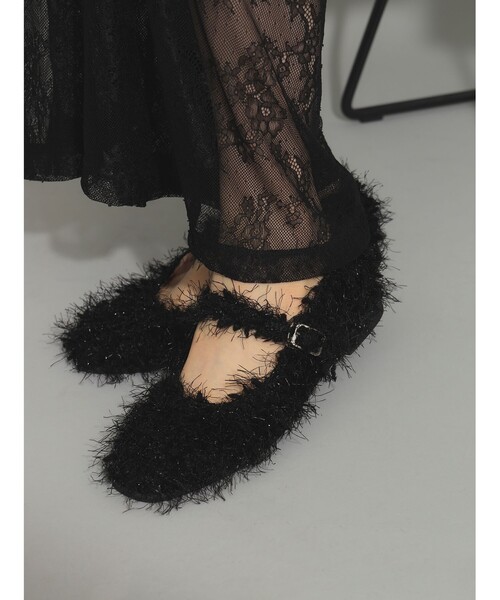 Ray BEAMS（レイビームス）の「ツイード バレエ シューズ（バレエシューズ・レディース・ブラック・23.0cm/23.5cm/24.0cm/24.5cm/25.0cm）」の2枚目の写真