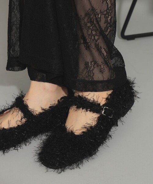 Ray BEAMS（レイビームス）の「ツイード バレエ シューズ（バレエシューズ・レディース・ブラック・23.0cm/23.5cm/24.0cm/24.5cm/25.0cm）」の3枚目の写真