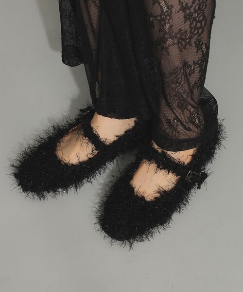 Ray BEAMS（レイビームス）の「ツイード バレエ シューズ（バレエシューズ・レディース・ブラック・23.0cm/23.5cm/24.0cm/24.5cm/25.0cm）」の4枚目の写真