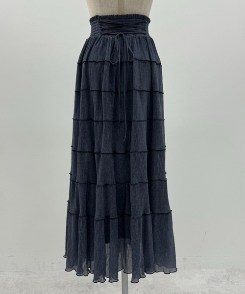 one after another NICE CLAUP（ワンアフターアナザーナイスクラップ）の「プリーツティアードスカート（スカート・レディース・アイボリー/サックスブルー/チャコールグレー・FREE）」の10枚目の写真