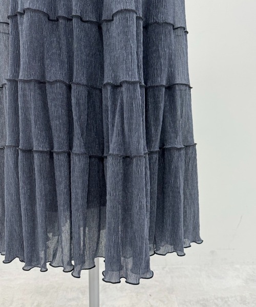 one after another NICE CLAUP（ワンアフターアナザーナイスクラップ）の「プリーツティアードスカート（スカート・レディース・アイボリー/サックスブルー/チャコールグレー・FREE）」の12枚目の写真