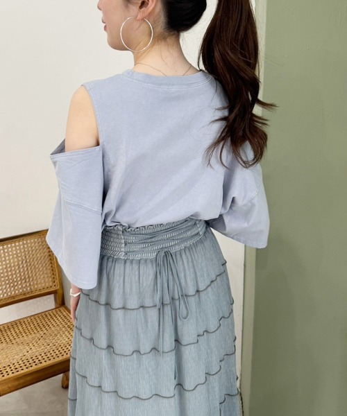 one after another NICE CLAUP（ワンアフターアナザーナイスクラップ）の「プリーツティアードスカート（スカート・レディース・アイボリー/サックスブルー/チャコールグレー・FREE）」の8枚目の写真