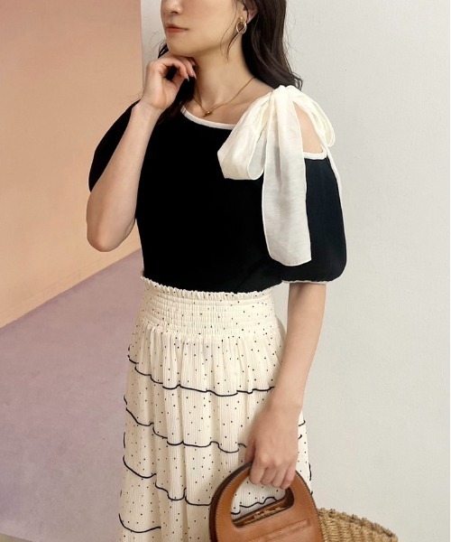 one after another NICE CLAUP（ワンアフターアナザーナイスクラップ）の「プリーツティアードスカート（スカート・レディース・アイボリー/サックスブルー/チャコールグレー・FREE）」の20枚目の写真