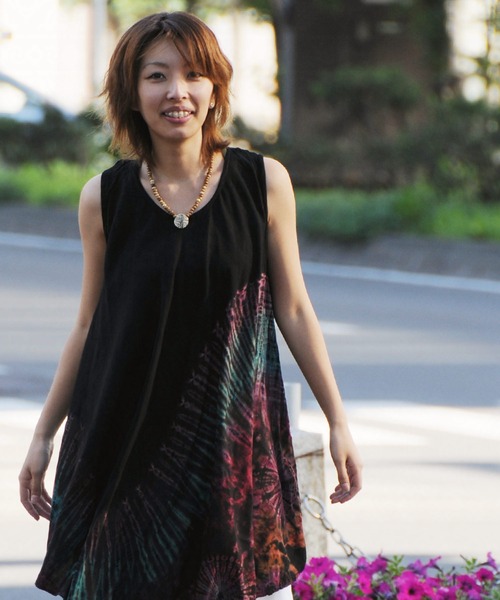 MARAI(マーライ)の「タイダイ染 ノースリーブレーヨンチュニックワンピース(ワンピース・レディース・E/A/D/F/G/B/C・FREE)」の8枚目の写真