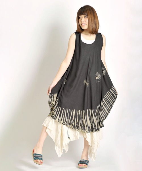 MARAI(マーライ)の「タイダイ染 ノースリーブレーヨンチュニックワンピース(ワンピース・レディース・E/A/D/F/G/B/C・FREE)」の15枚目の写真