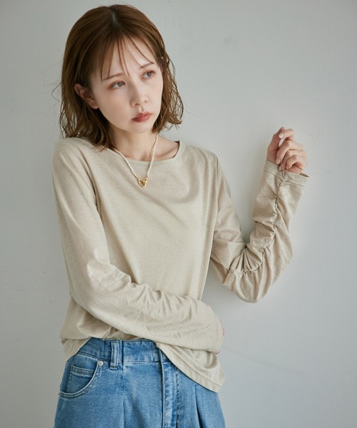 ROPE' PICNIC（ロペピクニック）の「シアーラメインナーカットソー（Tシャツ/カットソー・レディース・オフホワイト/ベージュ・38）」の3枚目の写真