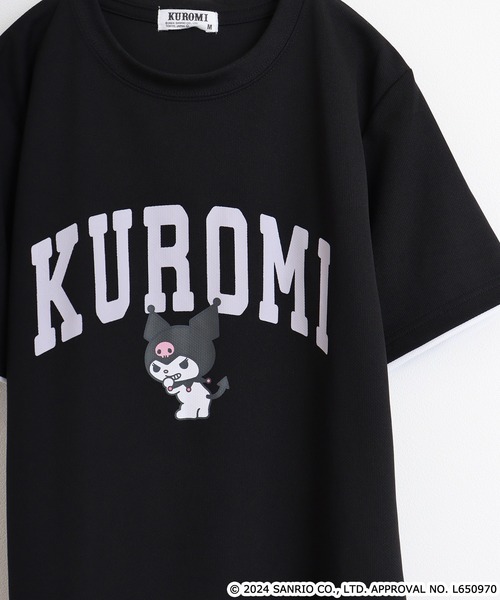 sanrio（サンリオ）の「サンリオキャラクターズ  ハニカムメッシュ袖口レイヤード半袖Tシャツ（Tシャツ/カットソー・メンズ・ネイビー/ピンク系/ホワイト/サックスブルー/ライトオレンジ系/ブルーグリーン/ブラック/ネイビー系・M/L/LL）」の3枚目の写真