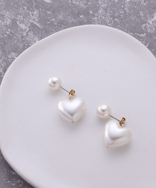 moichou（モイシュ）の「[moichou]ハートモチーフパールピアス（ピアス（両耳用）・レディース・ゴールド・ONE SIZE）」の3枚目の写真