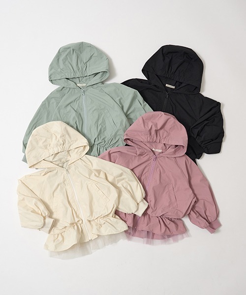 Lycee mine（リセマイン）の「ペプラムシルエットボリュームウィンドブレーカー（ブルゾン・キッズ・ブラック/ミント/ピンク/アイボリー・150cm/140cm/130cm/120cm/100cm/110cm）」の15枚目の写真