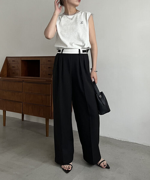 CAPRICIEUX LE'MAGE（カプリシューレマージュ）の「1ポイントノースリーブTシャツ（Tシャツ/カットソー・レディース・ホワイト/ベージュ/ブラック/グレー・FREE）」の11枚目の写真